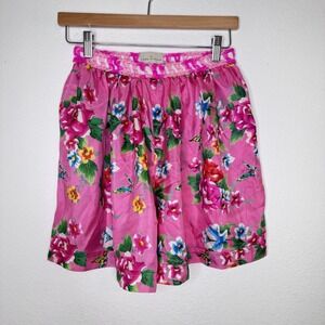 Todd‎ Oldham Maker Shop Silk Short Size S  Pink Floral Butterfly Vintage USA